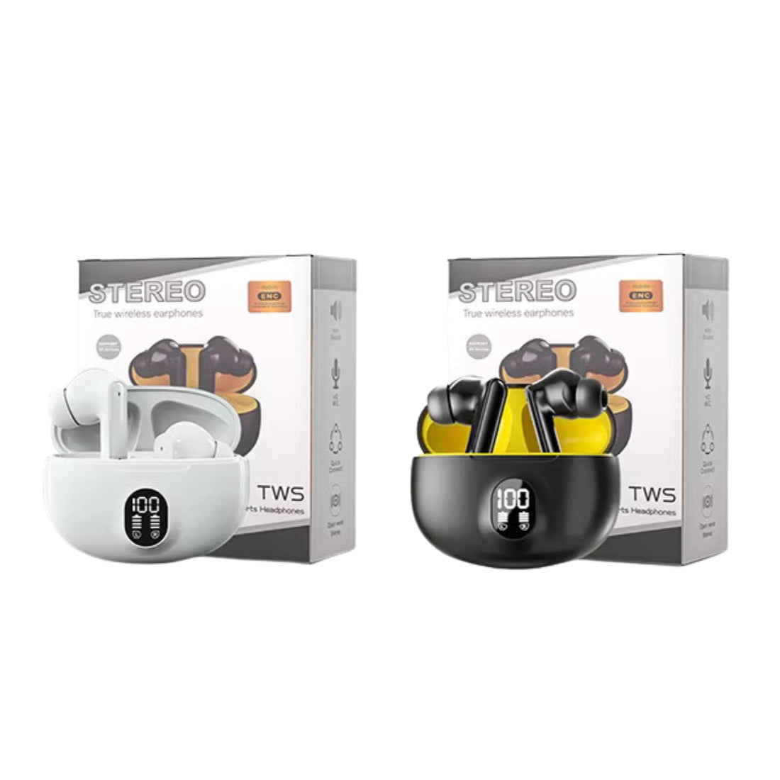 Stereo TWS Earbuds – HD Sound, Deep Bass, Bluetooth 5.3, Noise Cancellation & Long Battery Life